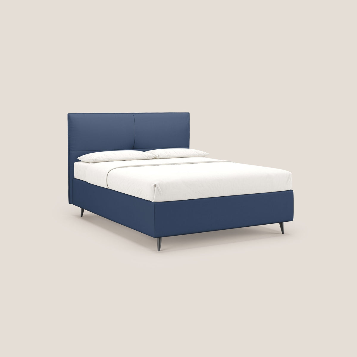 Greta letto contenitore dimensioni SLIM con testata trapuntata in ecopelle impermeabile T04 blu - divitt.sbs
