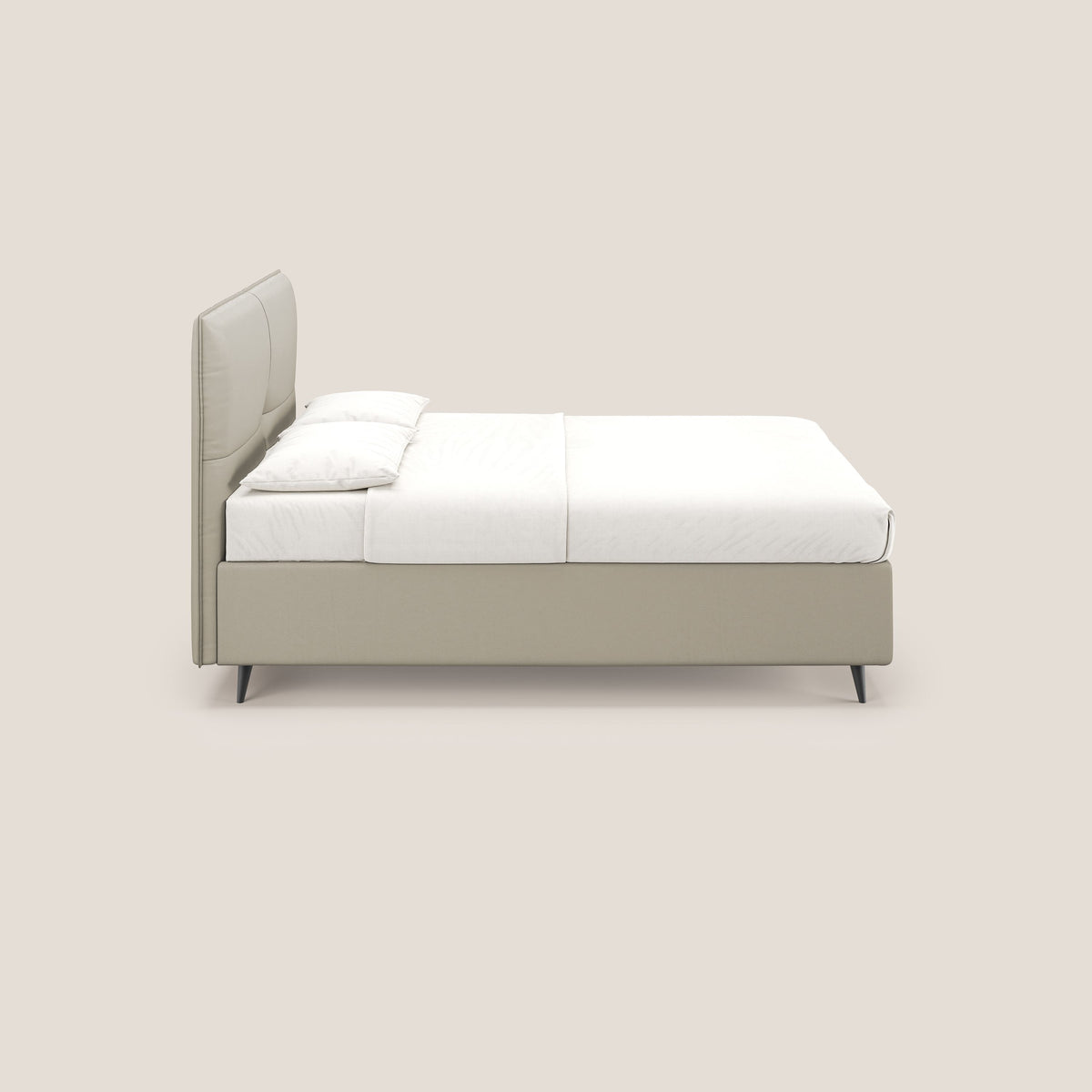 Greta letto contenitore dimensioni SLIM con testata trapuntata in ecopelle impermeabile T04 - divitt.sbs