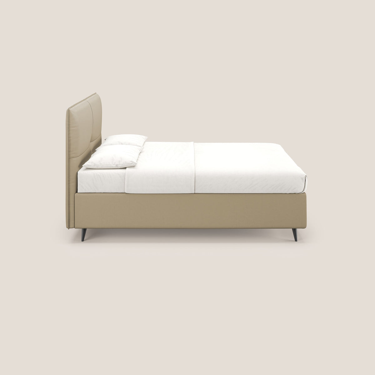 Greta letto contenitore dimensioni SLIM con testata trapuntata in ecopelle impermeabile T04 - divitt.sbs