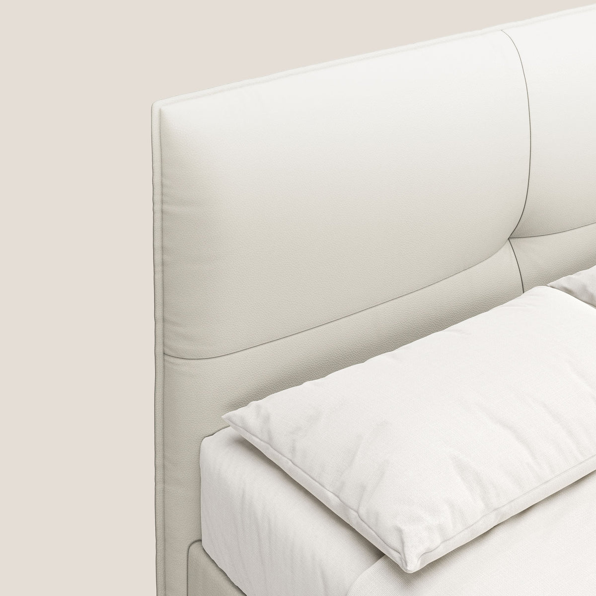 Greta letto contenitore dimensioni SLIM con testata trapuntata in ecopelle impermeabile T04 bianco - divitt.sbs