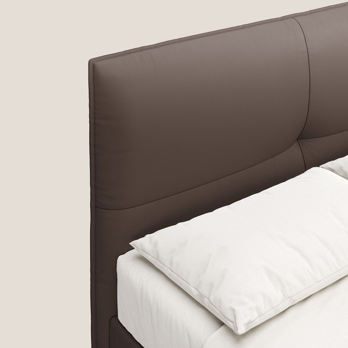 Greta letto contenitore dimensioni SLIM con testata trapuntata in ecopelle impermeabile T04 marrone - divitt.sbs