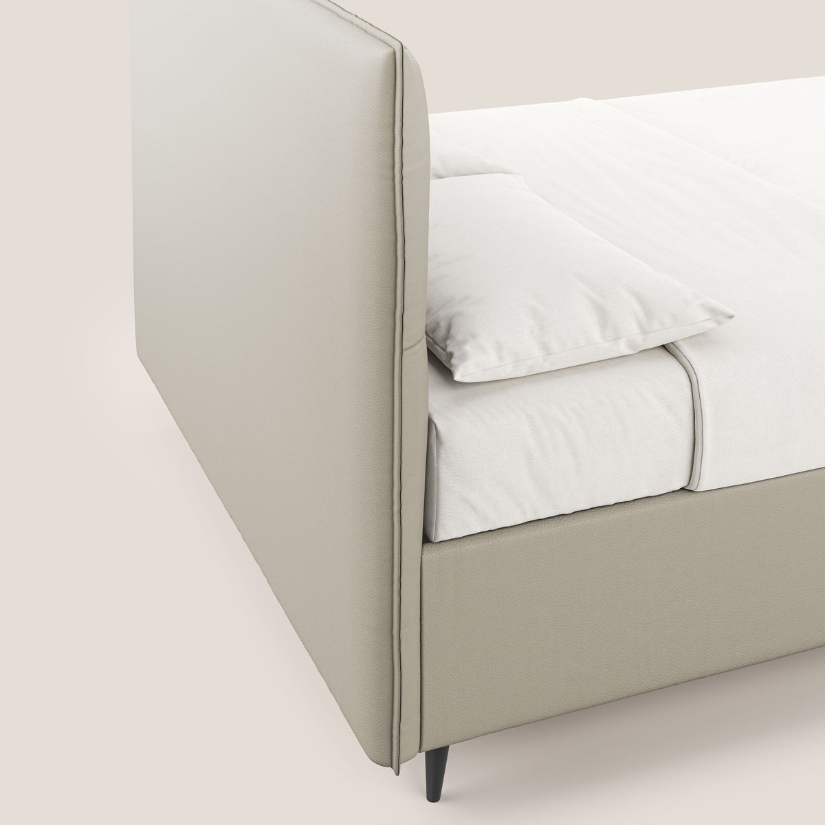 Greta letto contenitore dimensioni SLIM con testata trapuntata in ecopelle impermeabile T04 - divitt.sbs