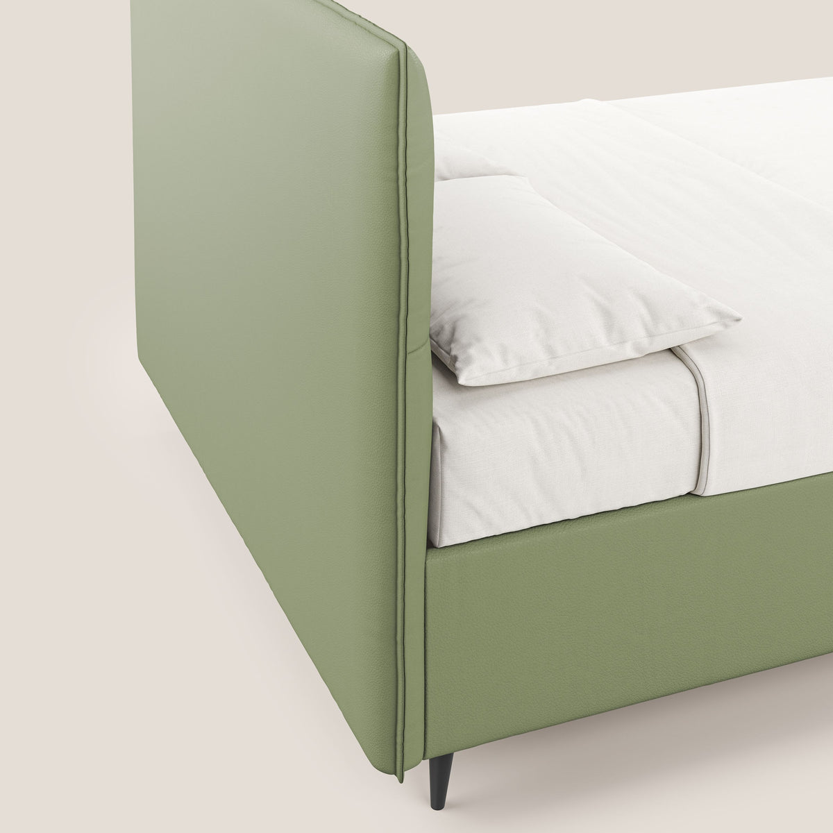 Greta letto contenitore dimensioni SLIM con testata trapuntata in ecopelle impermeabile T04 - divitt.sbs