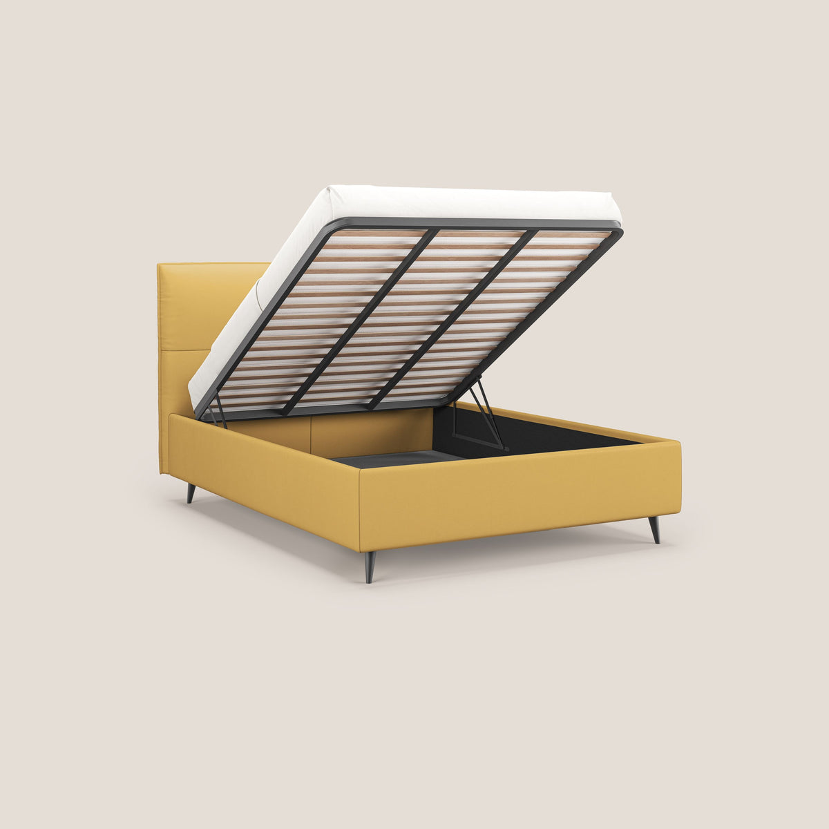 Greta letto contenitore dimensioni SLIM con testata trapuntata in ecopelle impermeabile T04 - divitt.sbs