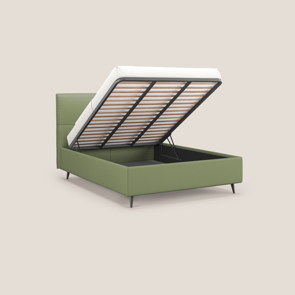 Greta letto contenitore dimensioni SLIM con testata trapuntata in ecopelle impermeabile T04 - divitt.sbs