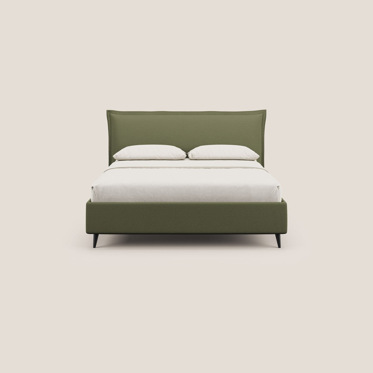 Hans letto contenitore imbottito minimal in tessuto simil cotone impermeabile T19 verde - divitt.sbs