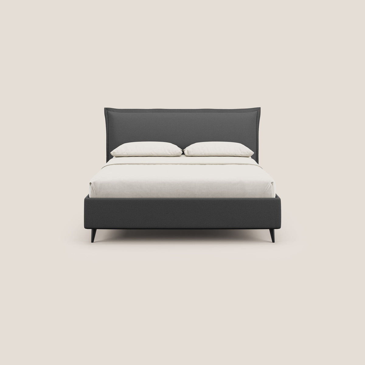Hans letto contenitore imbottito minimal in tessuto simil cotone impermeabile T19 antracite - divitt.sbs