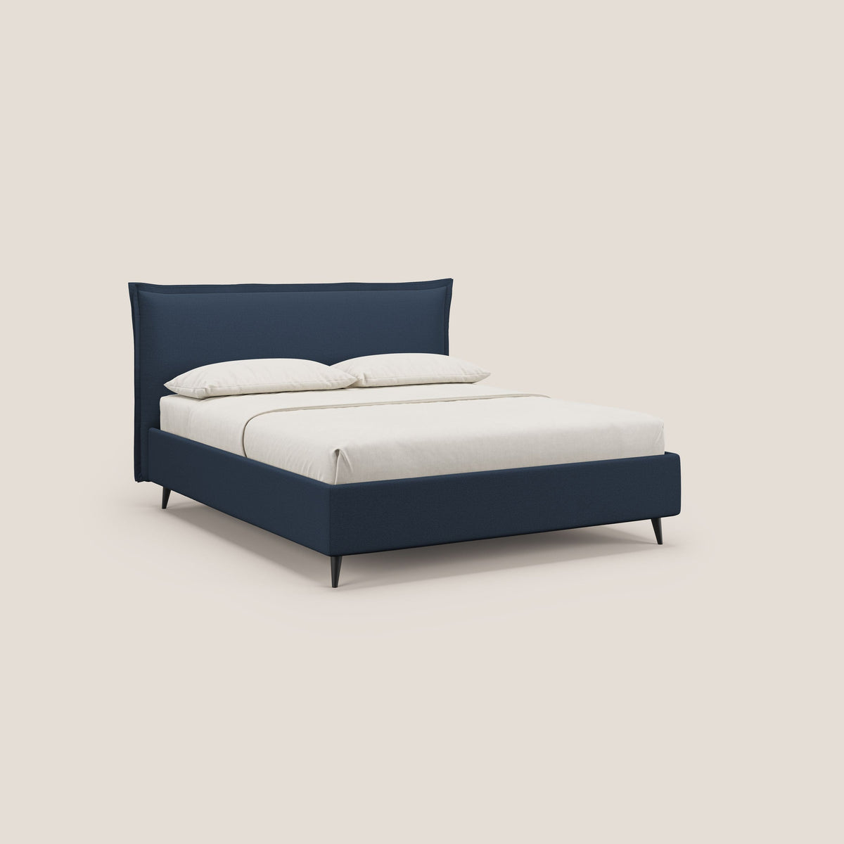Hans letto contenitore imbottito minimal in tessuto simil cotone impermeabile T19 blu - divitt.sbs