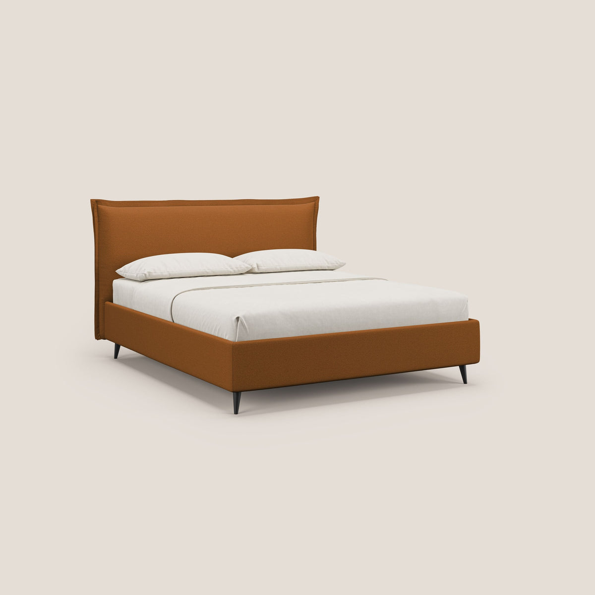 Hans letto contenitore imbottito minimal in tessuto simil cotone impermeabile T19 arancio - divitt.sbs