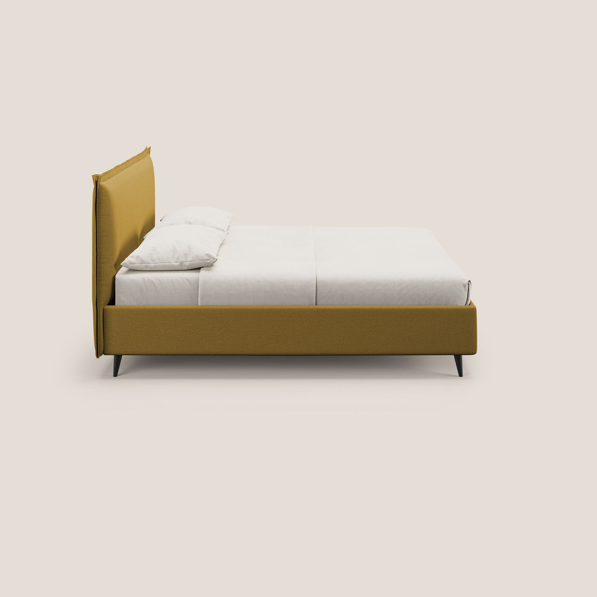 Hans letto contenitore imbottito minimal in tessuto simil cotone impermeabile T19 giallo - divitt.sbs