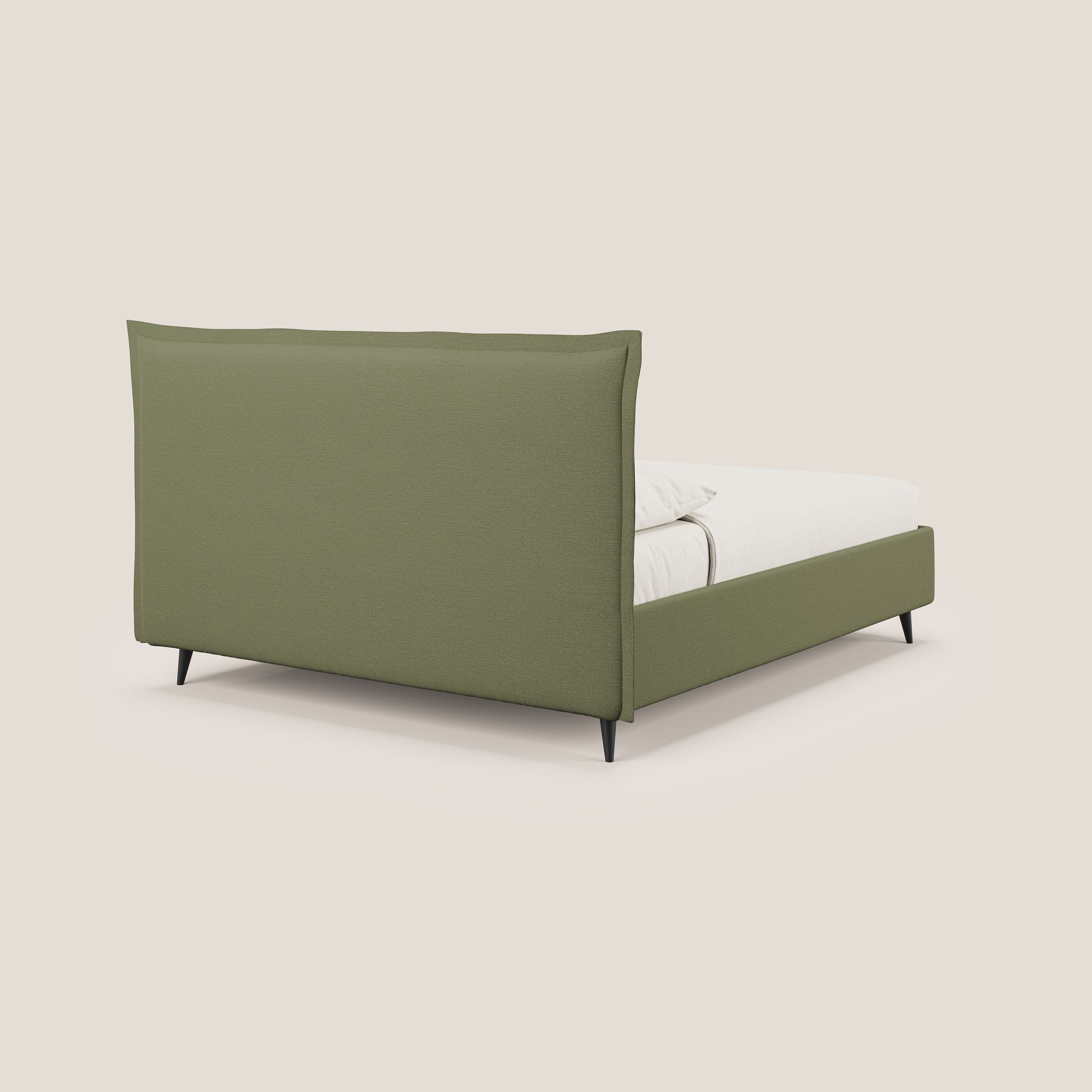 Hans letto contenitore imbottito minimal in tessuto simil cotone impermeabile T19 verde - divitt.sbs