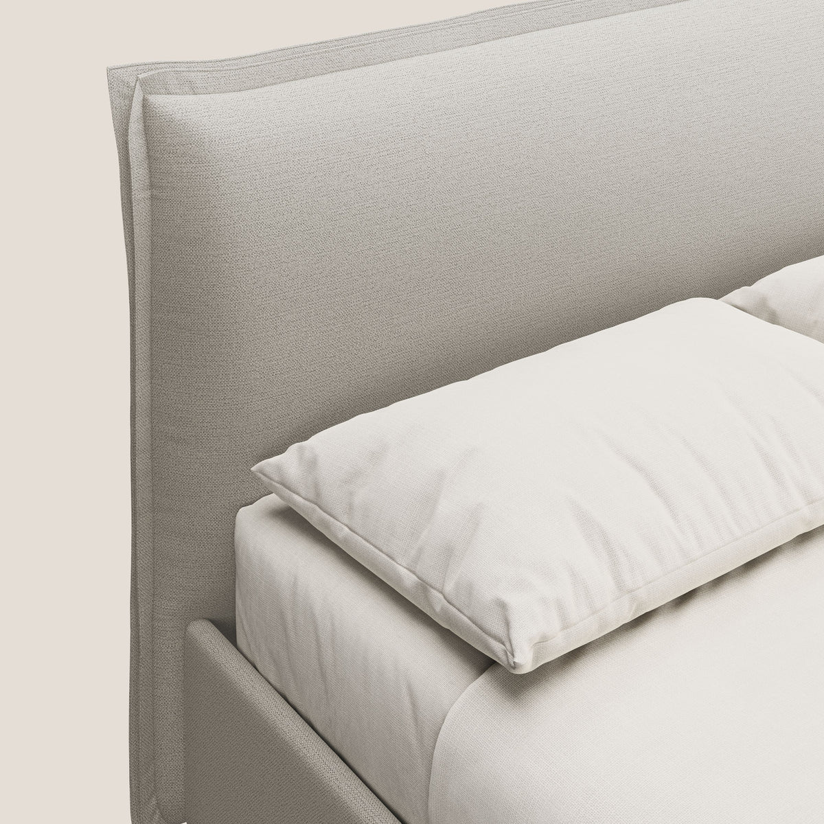Hans letto contenitore imbottito minimal in tessuto simil cotone impermeabile T19 panna - divitt.sbs