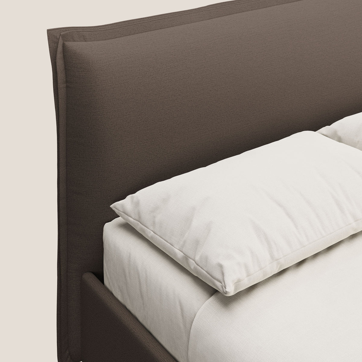Hans letto contenitore imbottito minimal in tessuto simil cotone impermeabile T19 marrone - divitt.sbs