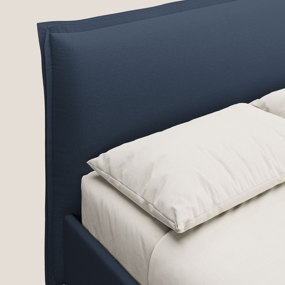 Hans letto contenitore imbottito minimal in tessuto simil cotone impermeabile T19 blu - divitt.sbs