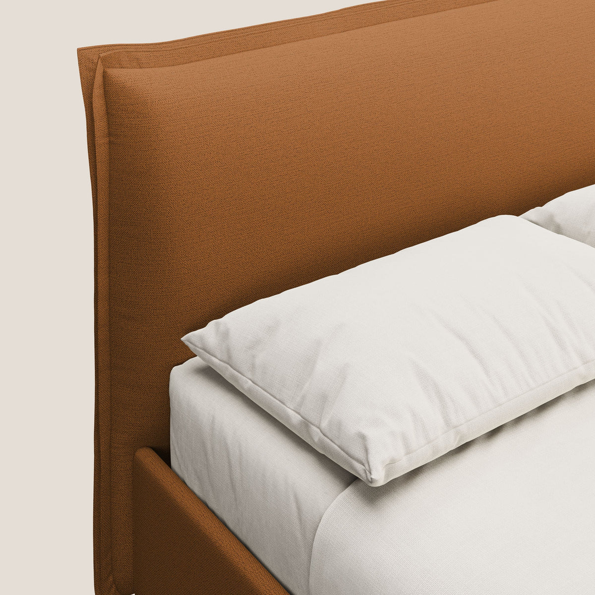 Hans letto contenitore imbottito minimal in tessuto simil cotone impermeabile T19 arancio - divitt.sbs