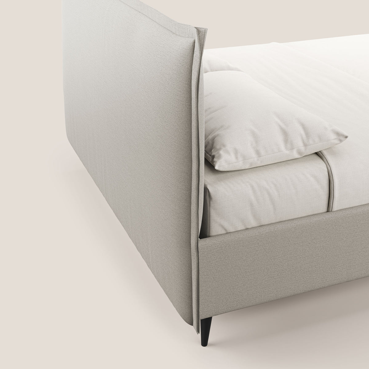 Hans letto contenitore imbottito minimal in tessuto simil cotone impermeabile T19 panna - divitt.sbs
