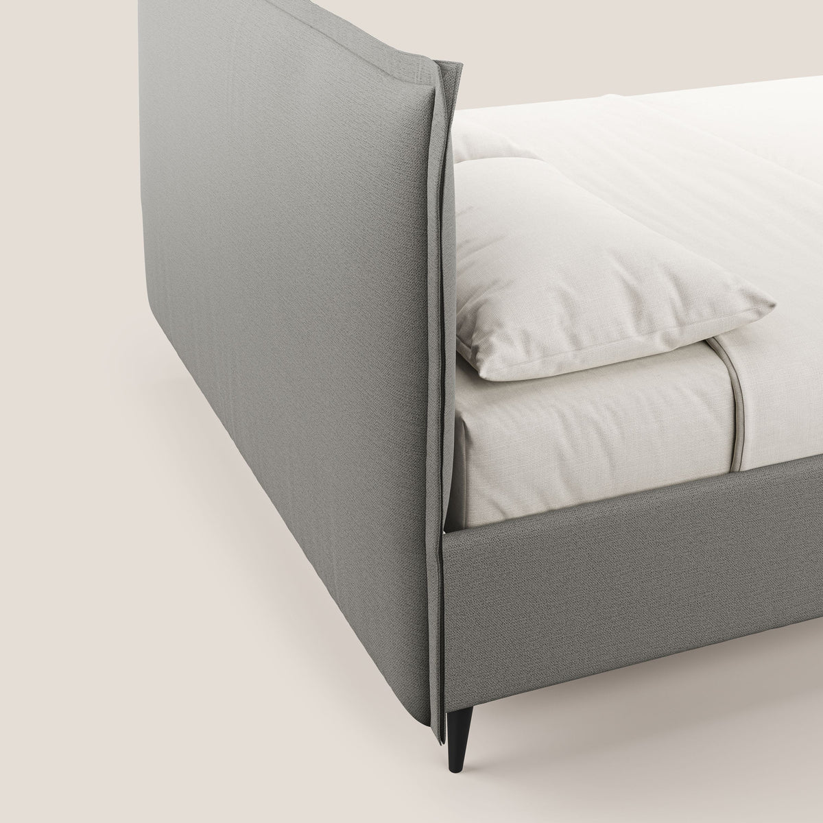 Hans letto contenitore imbottito minimal in tessuto simil cotone impermeabile T19 beige - divitt.sbs