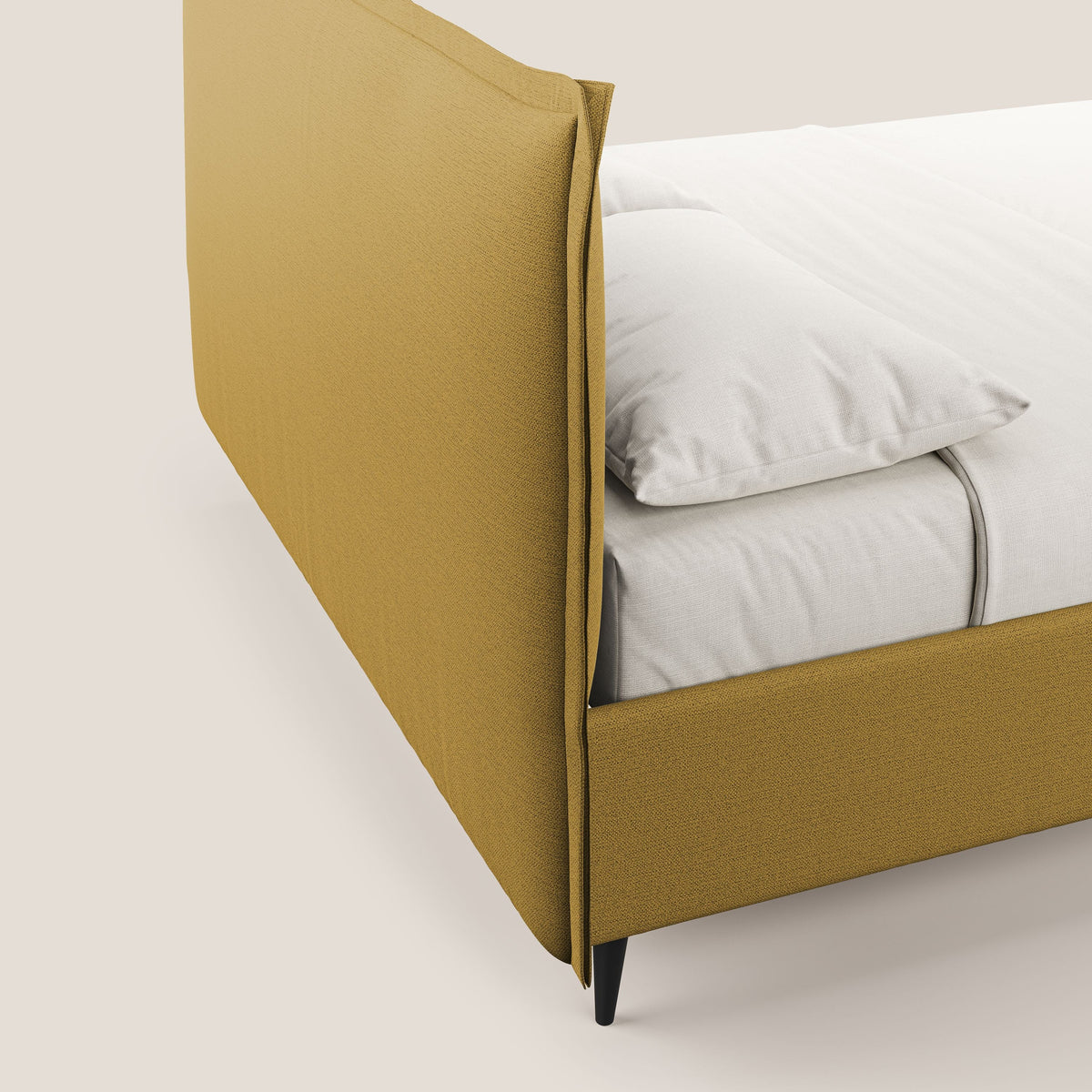 Hans letto contenitore imbottito minimal in tessuto simil cotone impermeabile T19 giallo - divitt.sbs