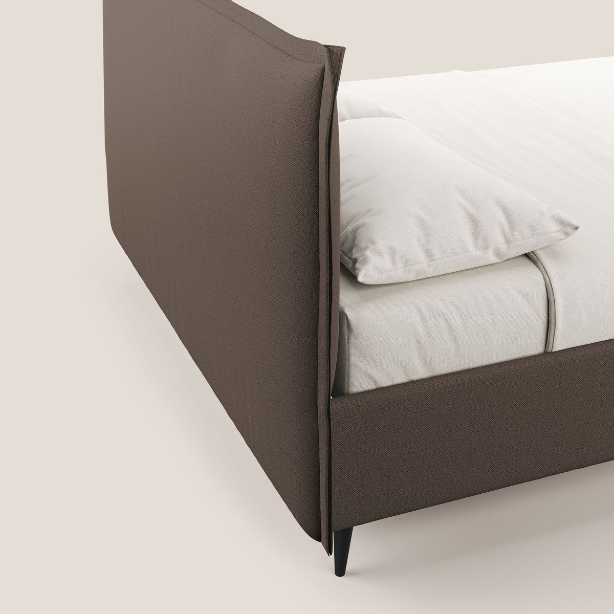 Hans letto contenitore imbottito minimal in tessuto simil cotone impermeabile T19 marrone - divitt.sbs