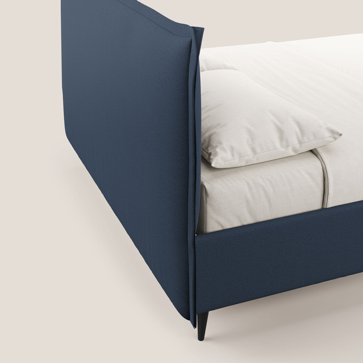 Hans letto contenitore imbottito minimal in tessuto simil cotone impermeabile T19 blu - divitt.sbs
