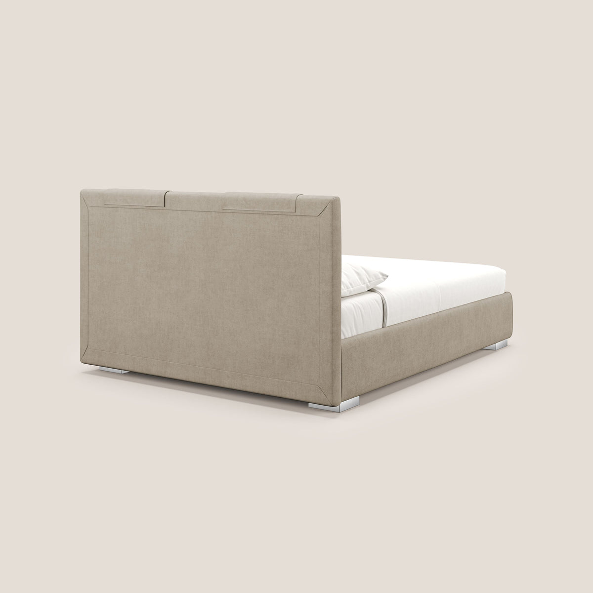 Horus letto imbottito contenitore e presa USB sulla testata in tessuto impermeabile T02 beige - divitt.sbs