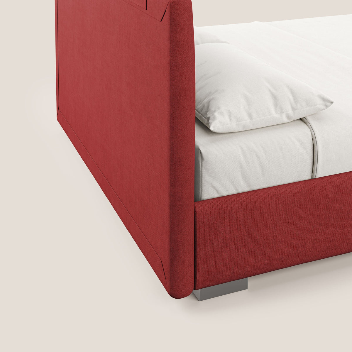 Horus letto imbottito contenitore e presa USB sulla testata in tessuto impermeabile T02 rosso - divitt.sbs