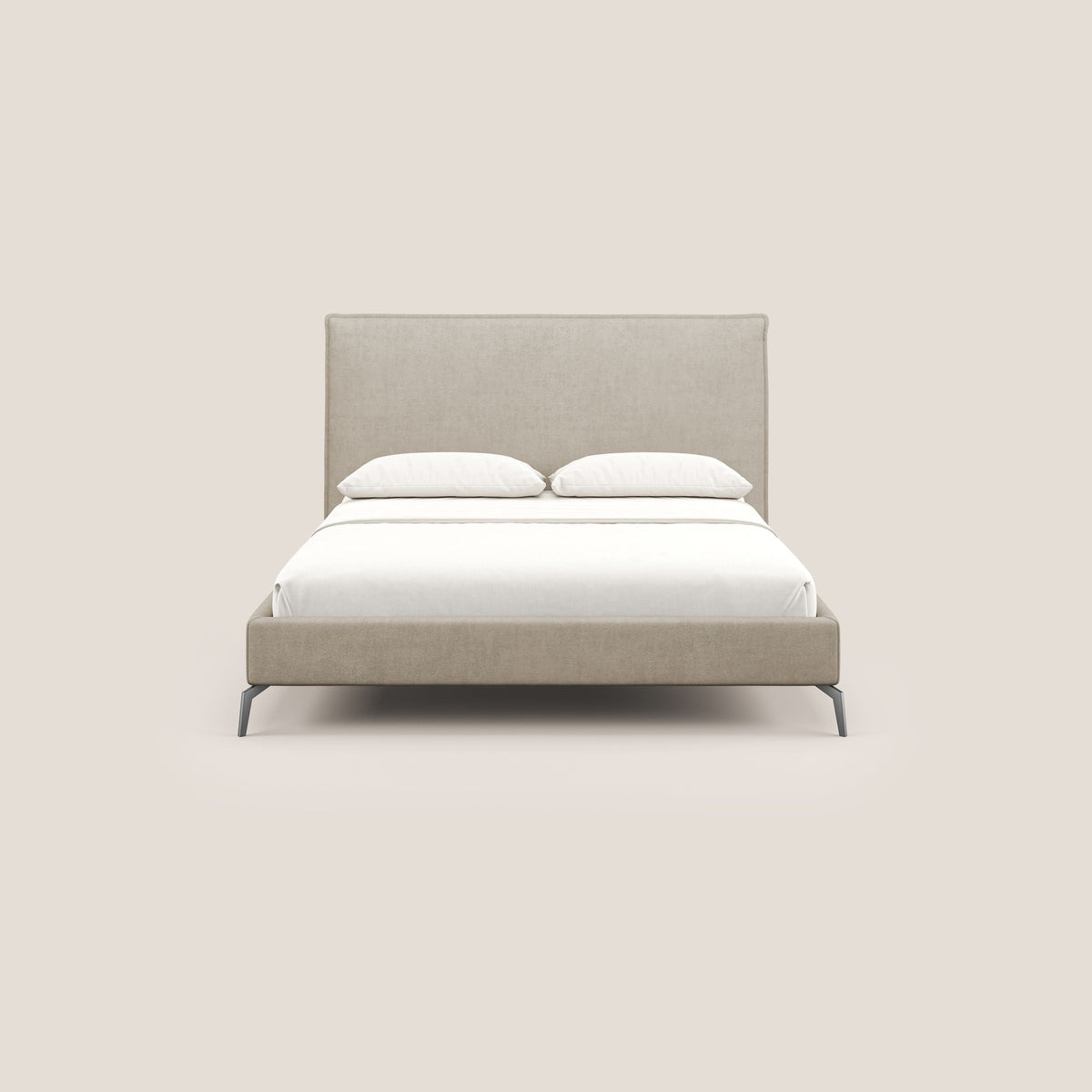 Iris letto imbottito con piedini neri sfoderabile in tessuto impermeabile T02 beige - divitt.sbs