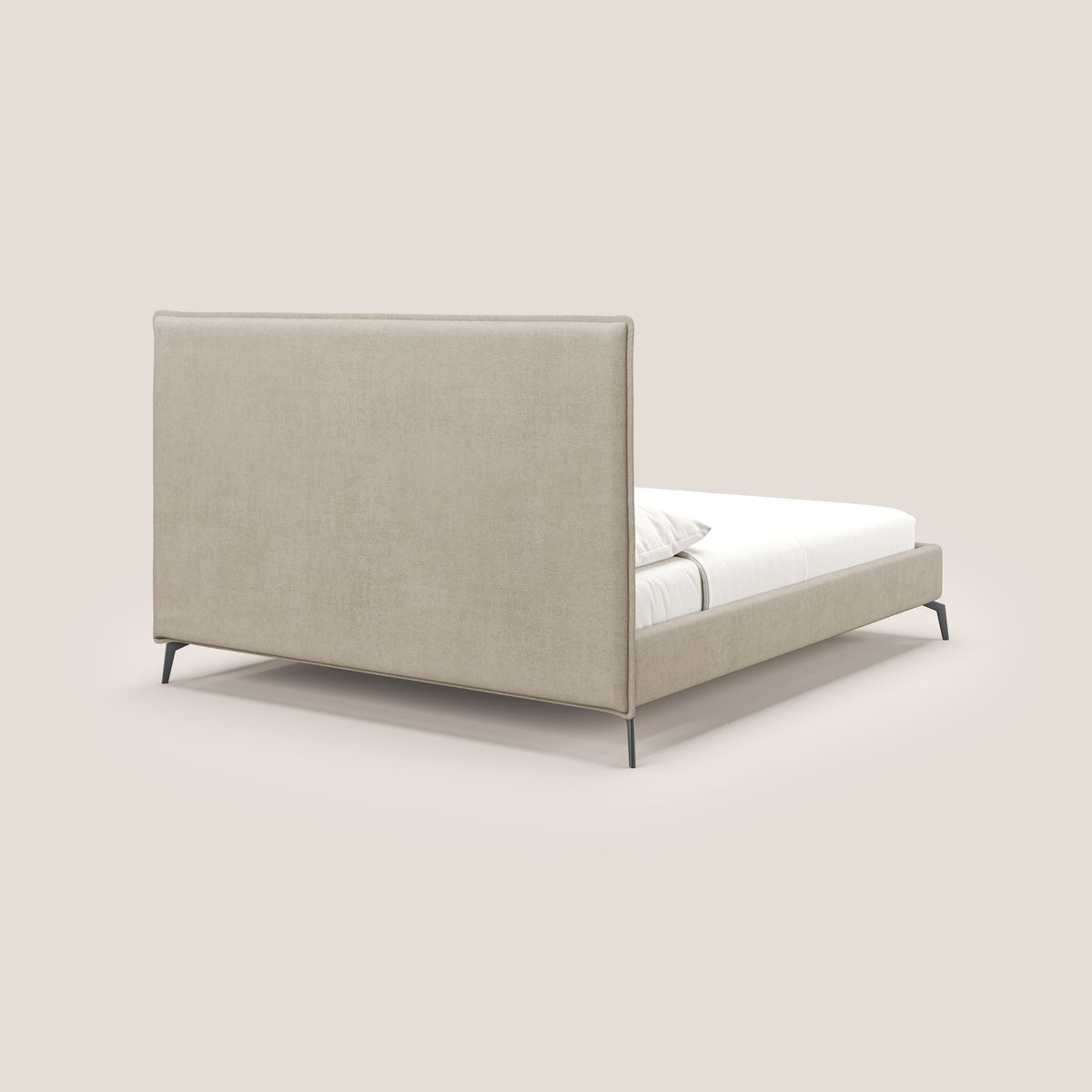 Iris letto imbottito con piedini neri sfoderabile in tessuto impermeabile T02 beige - divitt.sbs