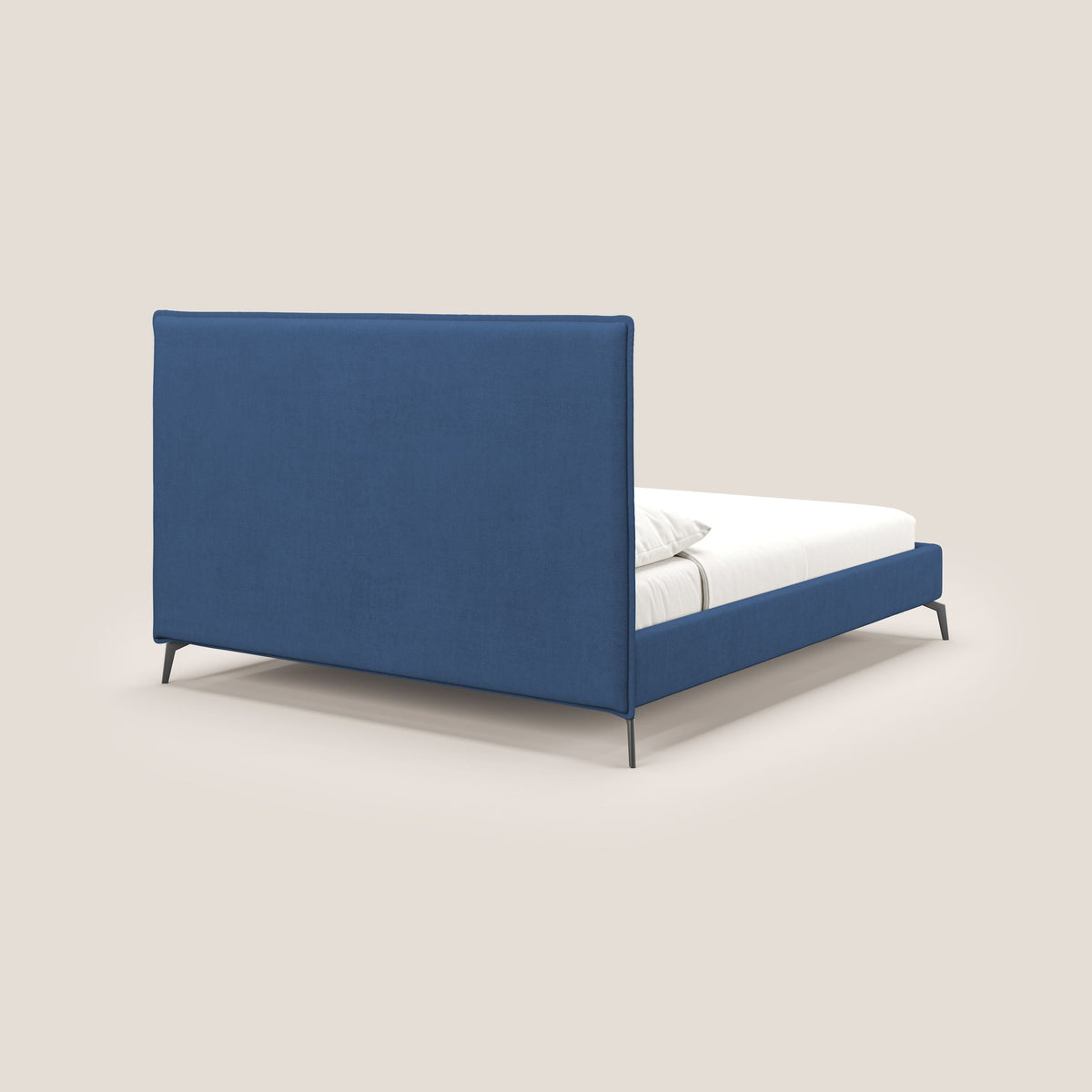 Iris letto imbottito con piedini neri sfoderabile in tessuto impermeabile T02 blu - divitt.sbs