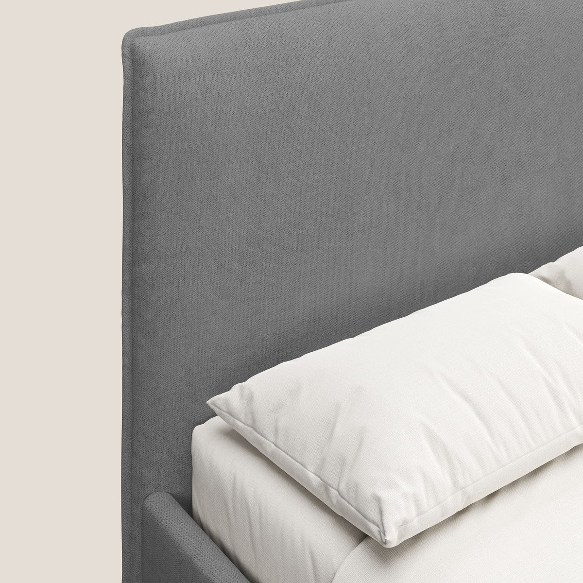 Iris letto imbottito con piedini neri sfoderabile in tessuto impermeabile T02 grigio - divitt.sbs