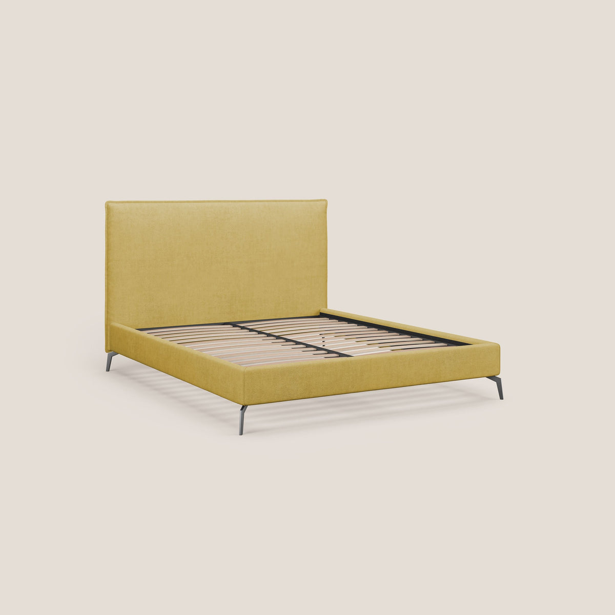 Iris letto imbottito con piedini neri sfoderabile in tessuto impermeabile T02 giallo - divitt.sbs