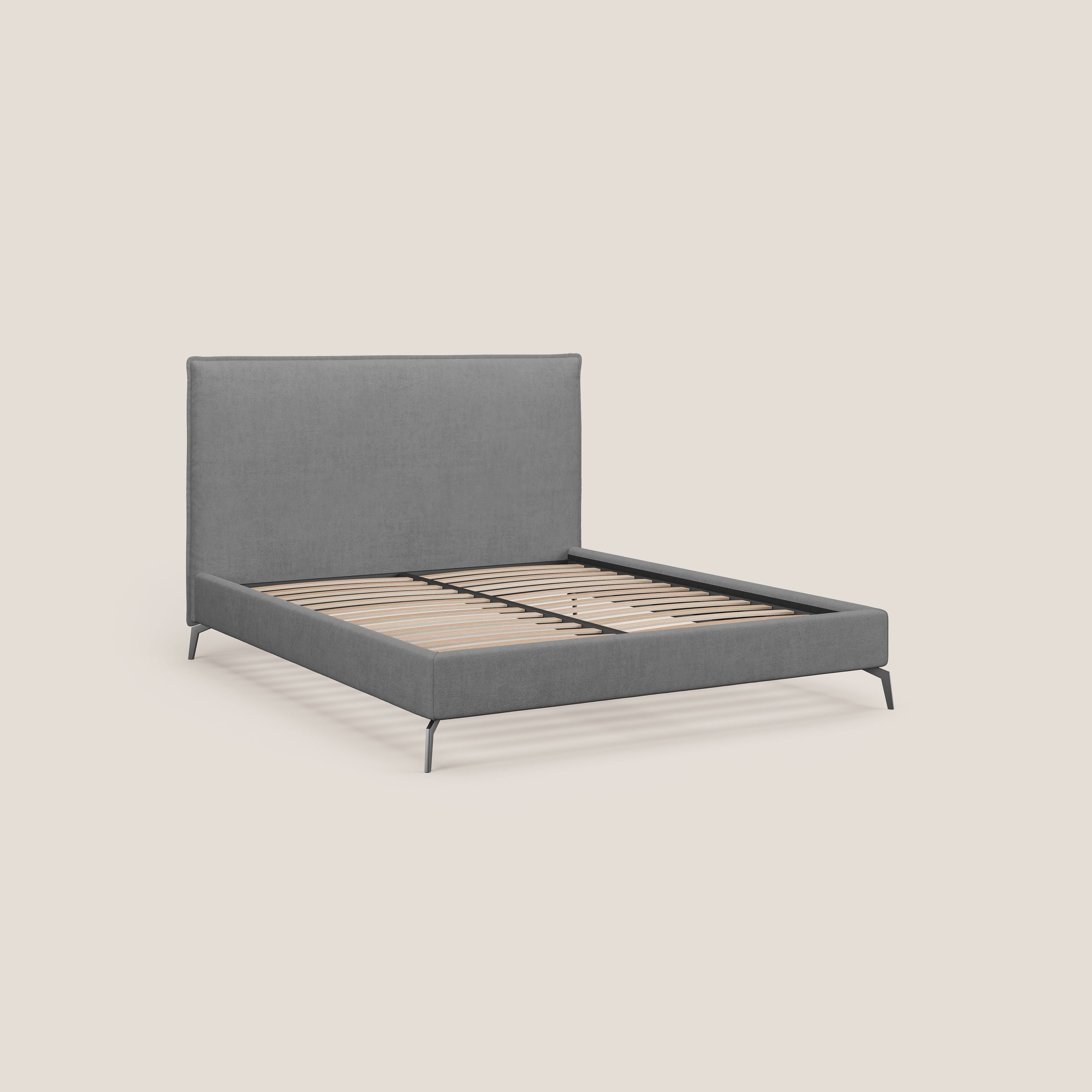 Iris letto imbottito con piedini neri sfoderabile in tessuto impermeabile T02 grigio - divitt.sbs