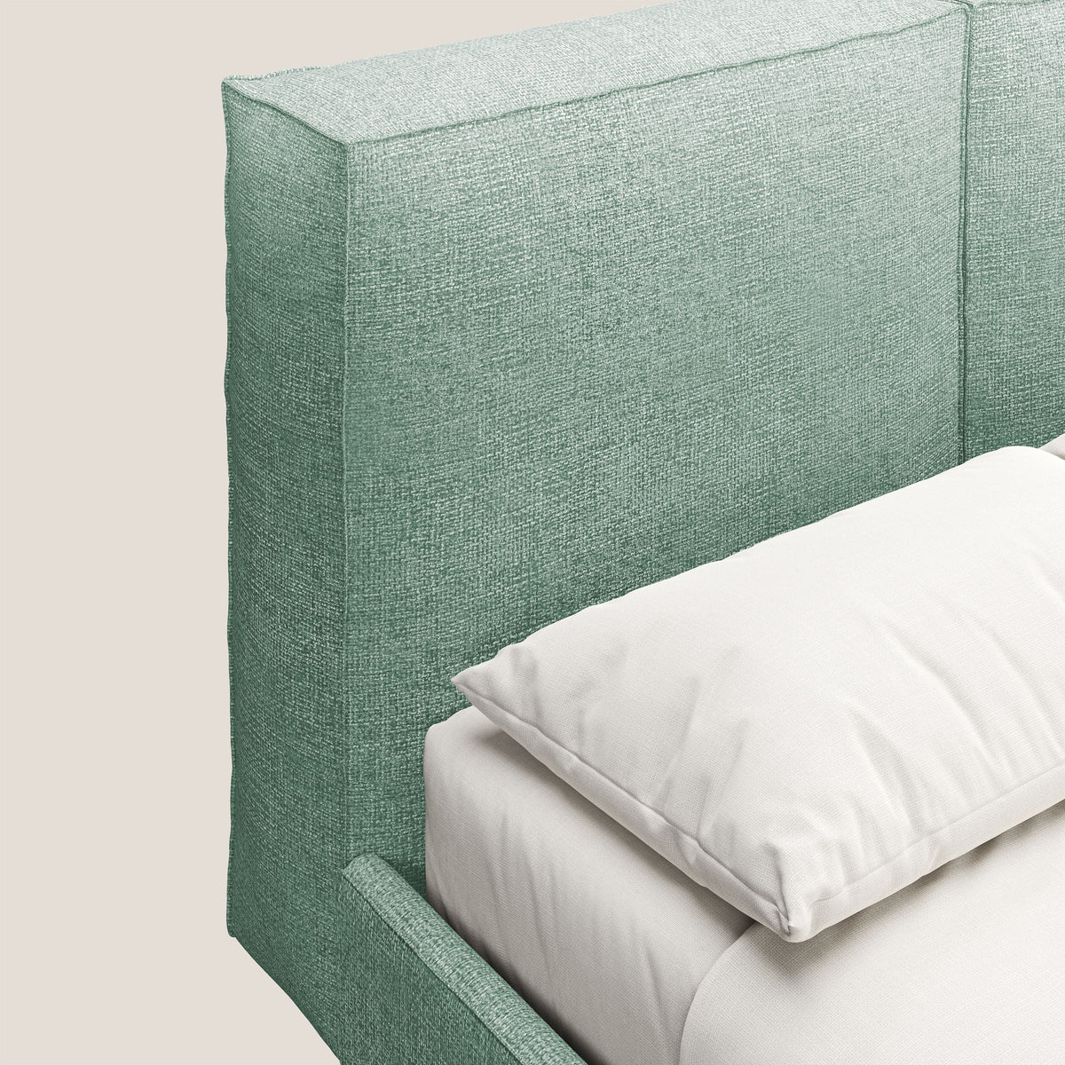 Isotta letto imbottito completamente sfoderabile in morbido tessuti impermeabile T10 verde acqua - divitt.sbs