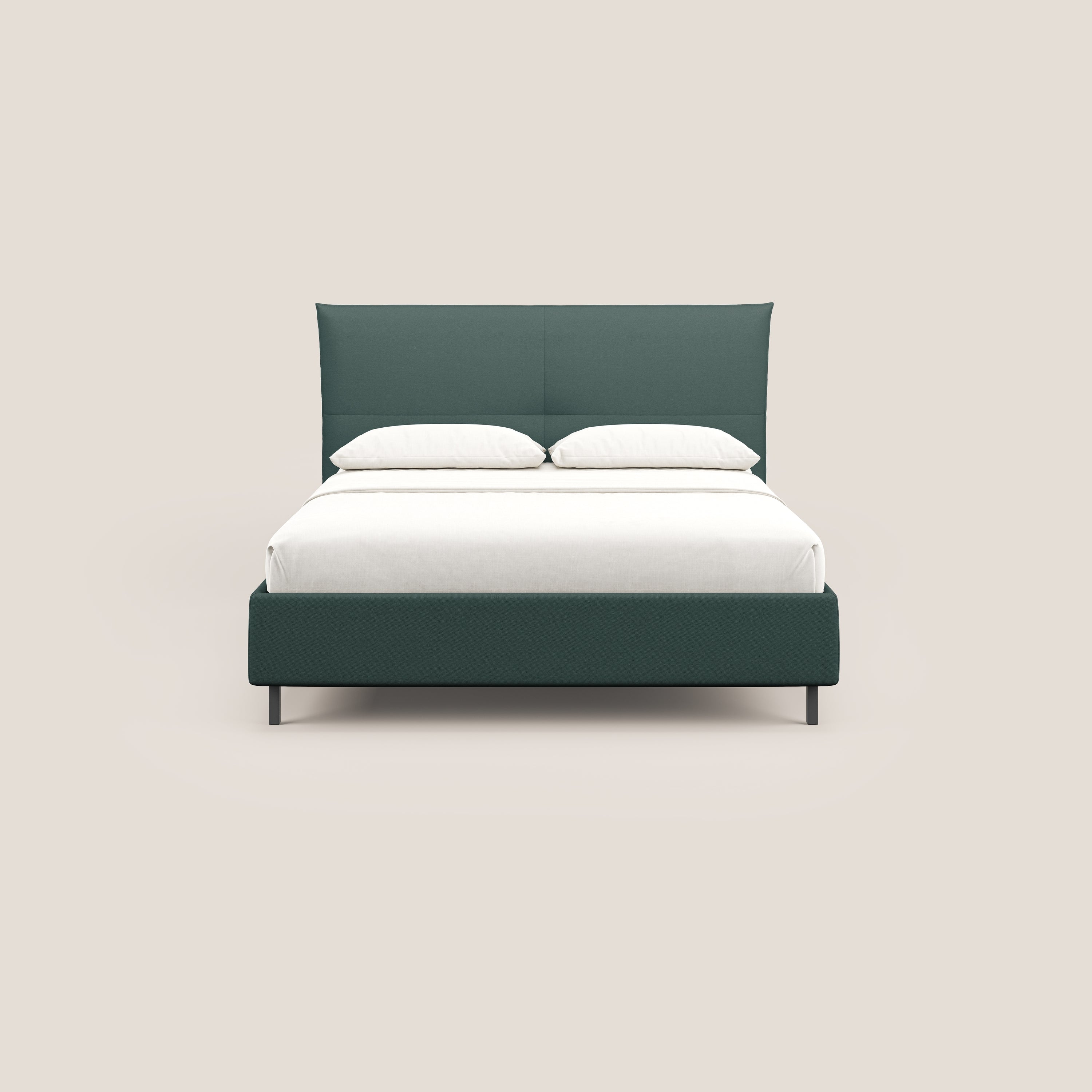 Izumi letto imbottito contenitore con piedi alti in tessuto smacchiabile T05 verde - divitt.sbs