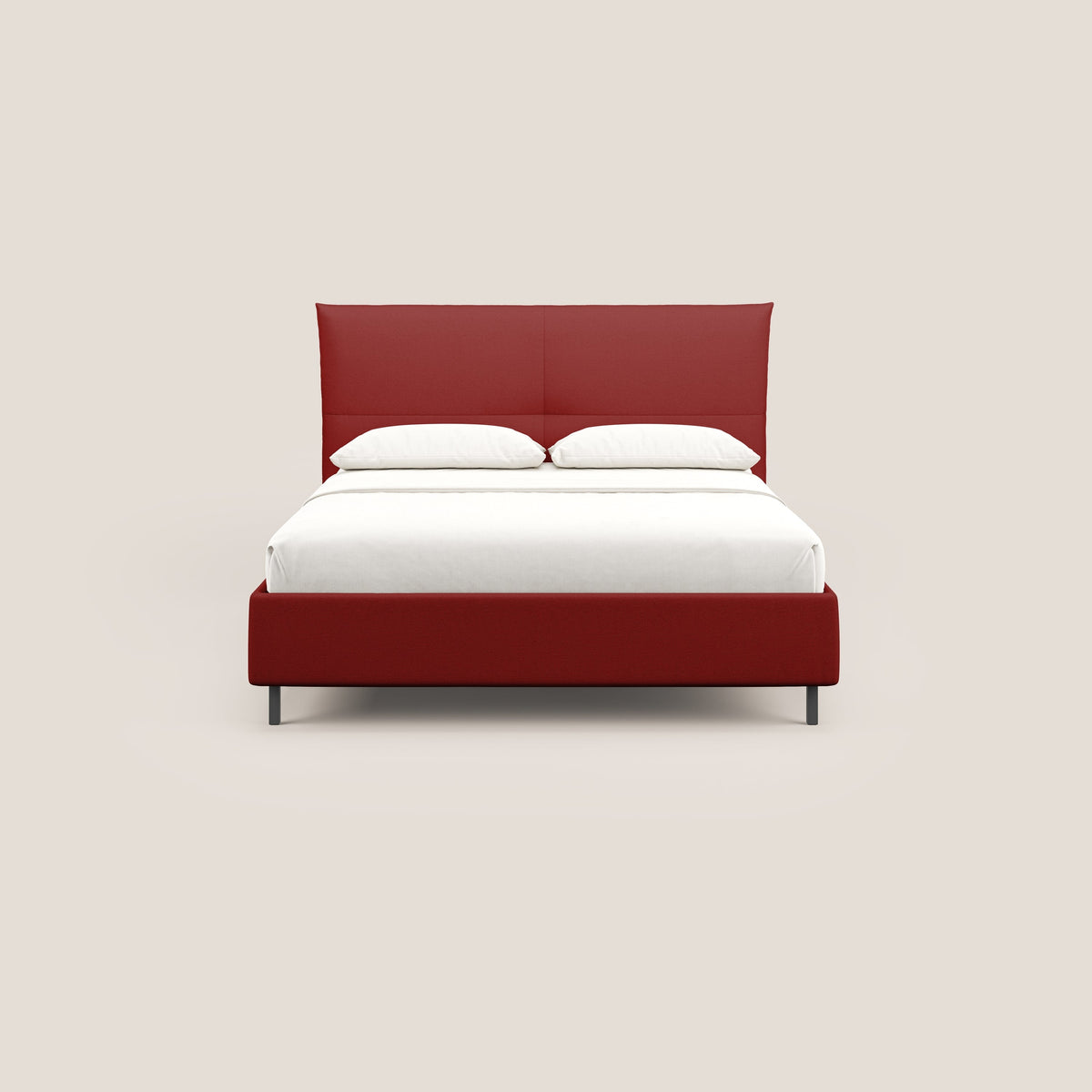 Izumi letto imbottito contenitore con piedi alti in tessuto smacchiabile T05 rosso - divitt.sbs