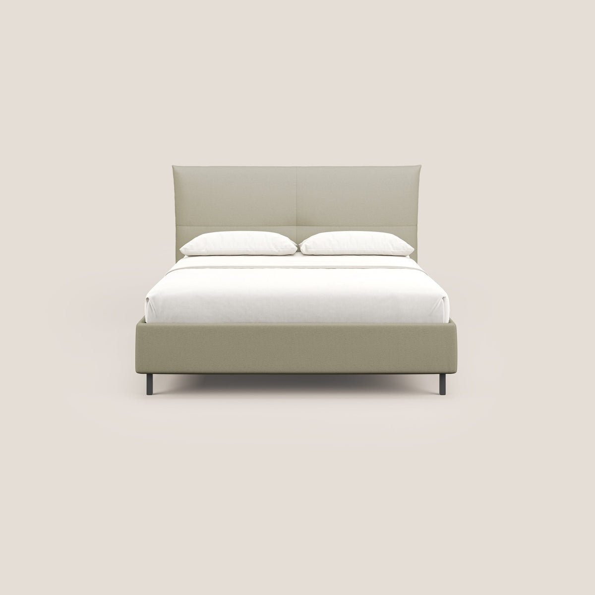 Izumi letto imbottito contenitore con piedi alti in tessuto smacchiabile T05 panna - divitt.sbs