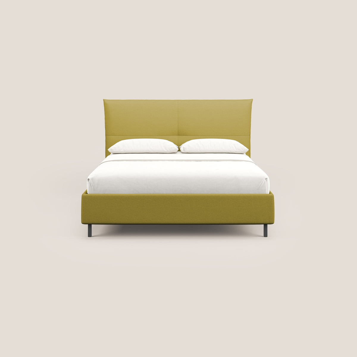 Izumi letto imbottito contenitore con piedi alti in tessuto smacchiabile T05 giallo - divitt.sbs