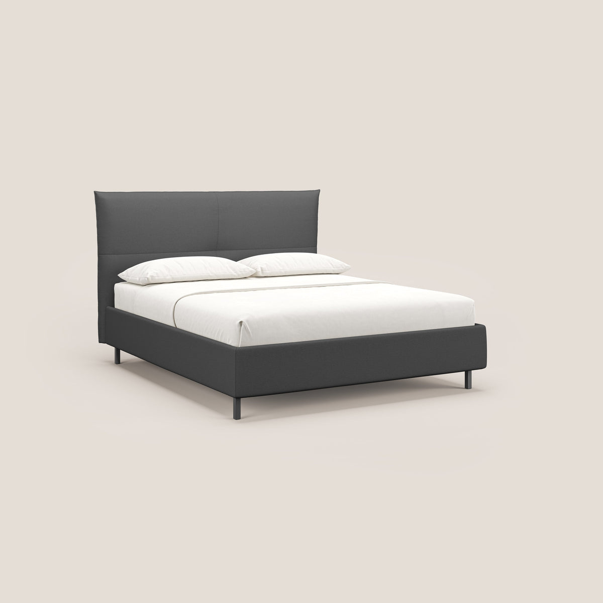Izumi letto imbottito contenitore con piedi alti in tessuto smacchiabile T05 antracite - divitt.sbs