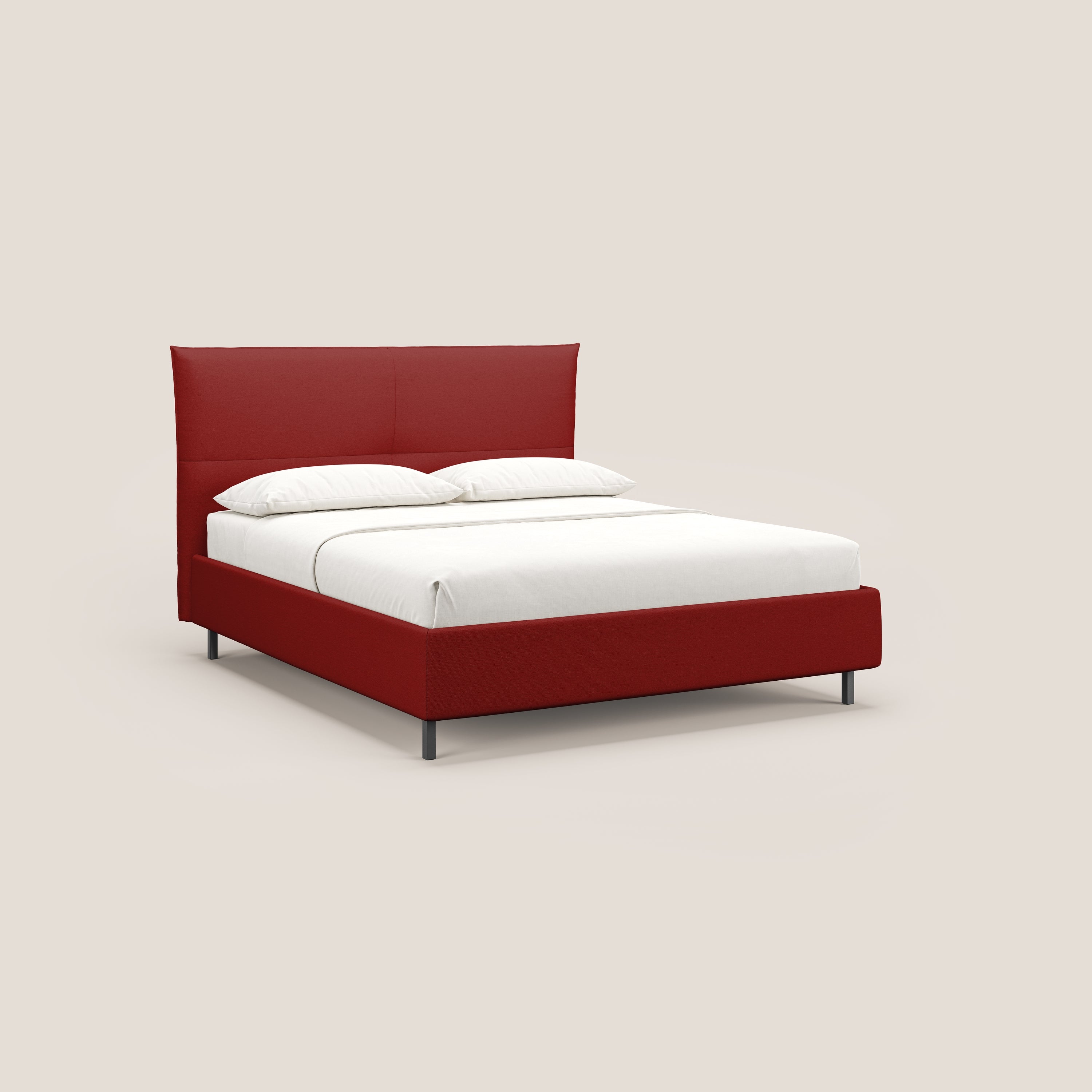 Izumi letto imbottito contenitore con piedi alti in tessuto smacchiabile T05 rosso - divitt.sbs