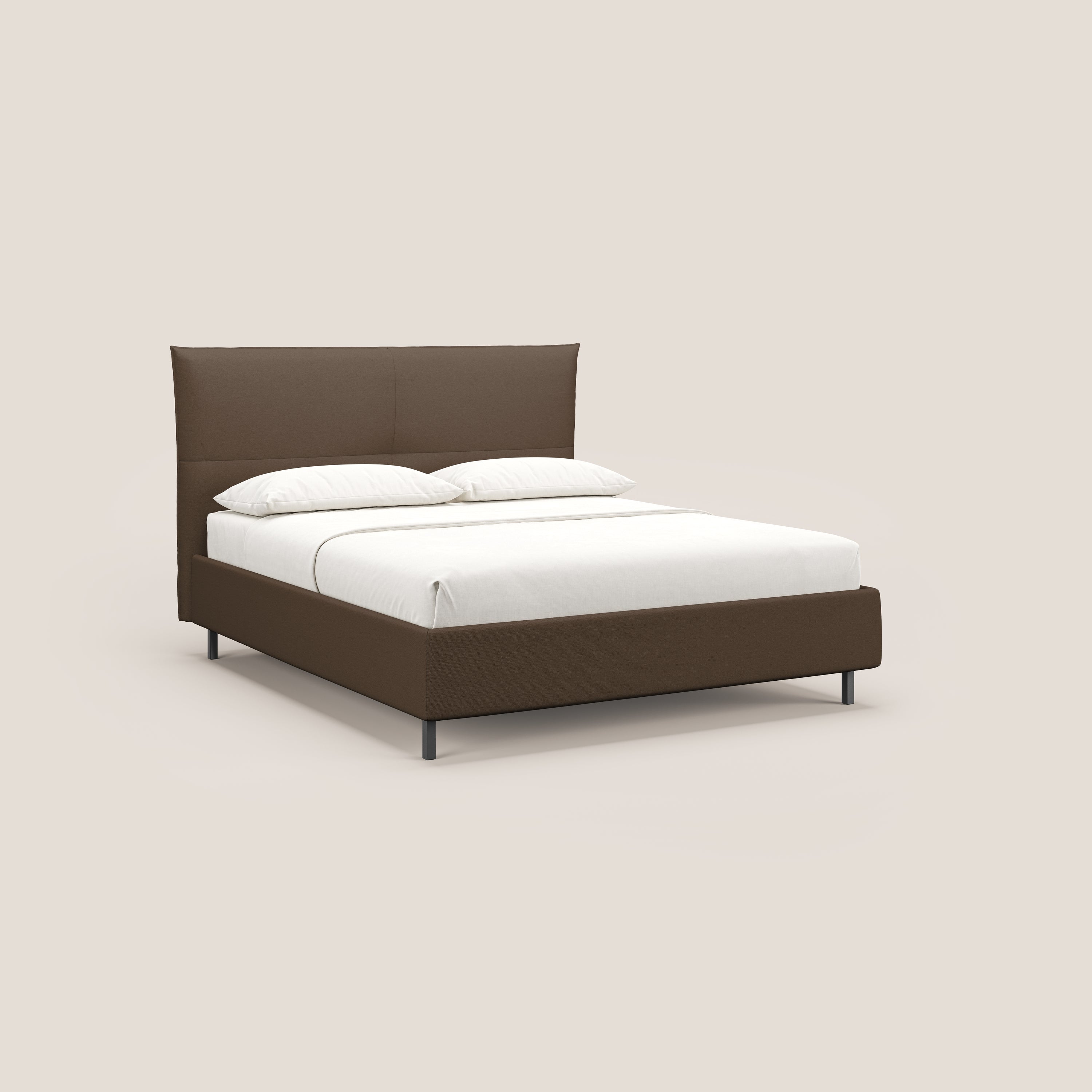 Izumi letto imbottito contenitore con piedi alti in tessuto smacchiabile T05 marrone - divitt.sbs