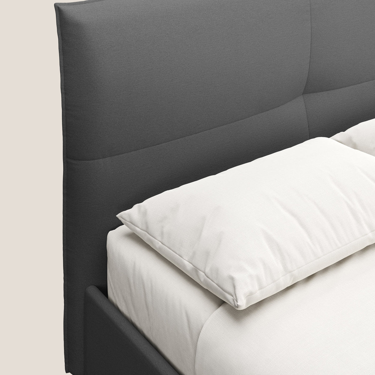 Izumi letto imbottito contenitore con piedi alti in tessuto smacchiabile T05 antracite - divitt.sbs