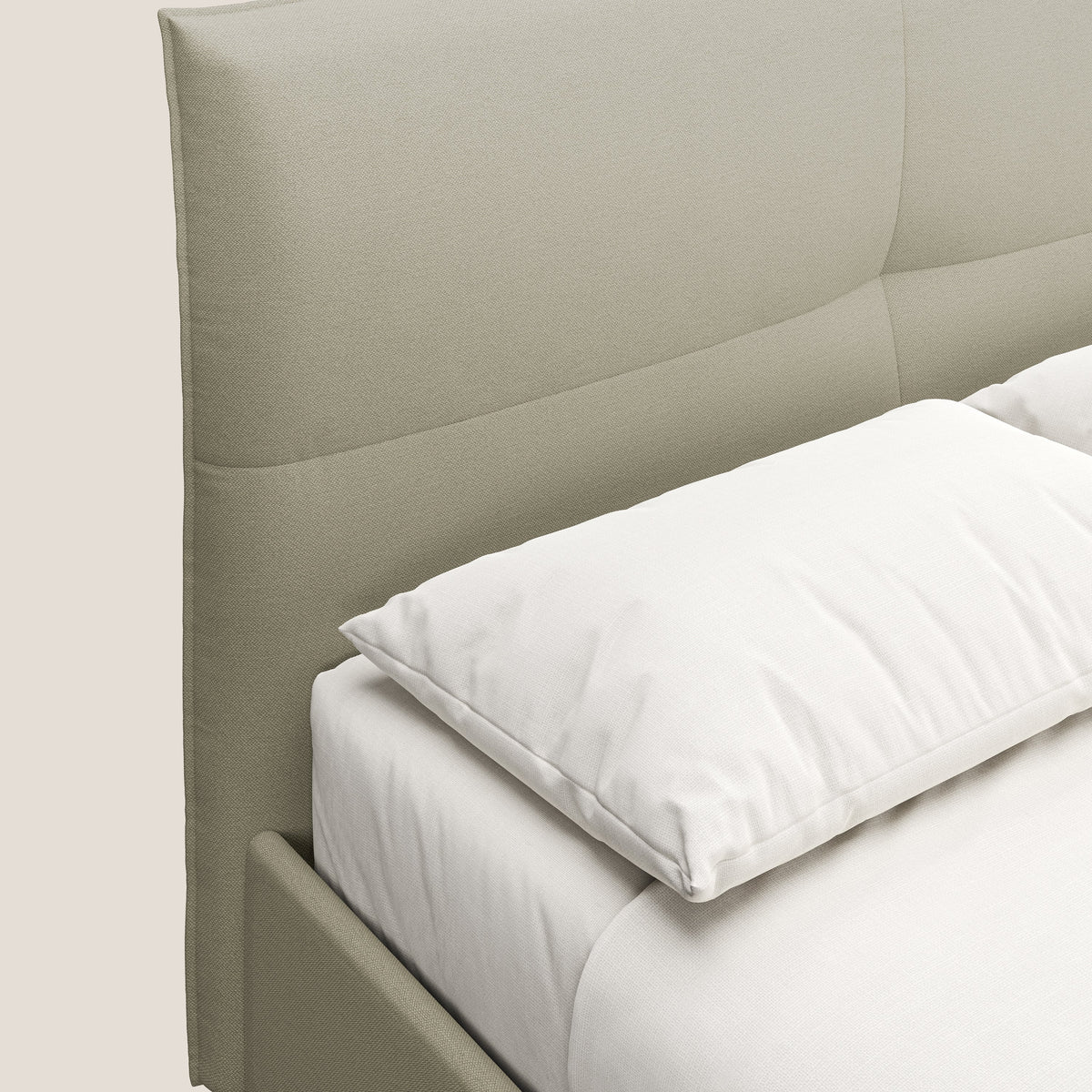 Izumi letto imbottito contenitore con piedi alti in tessuto smacchiabile T05 panna - divitt.sbs