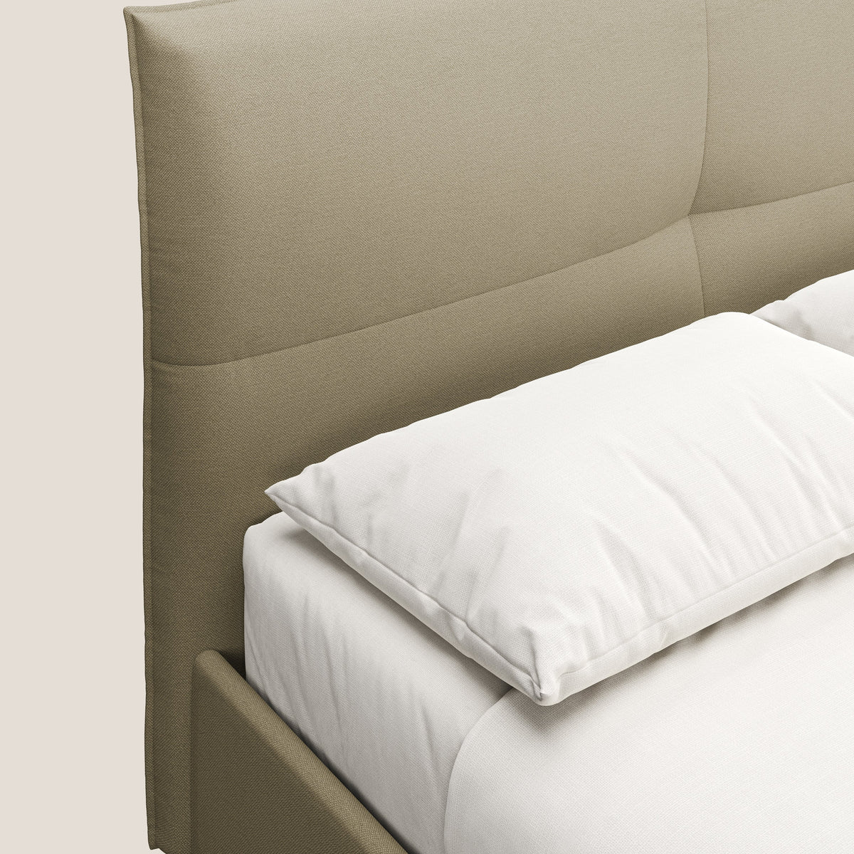 Izumi letto imbottito contenitore con piedi alti in tessuto smacchiabile T05 cammello - divitt.sbs