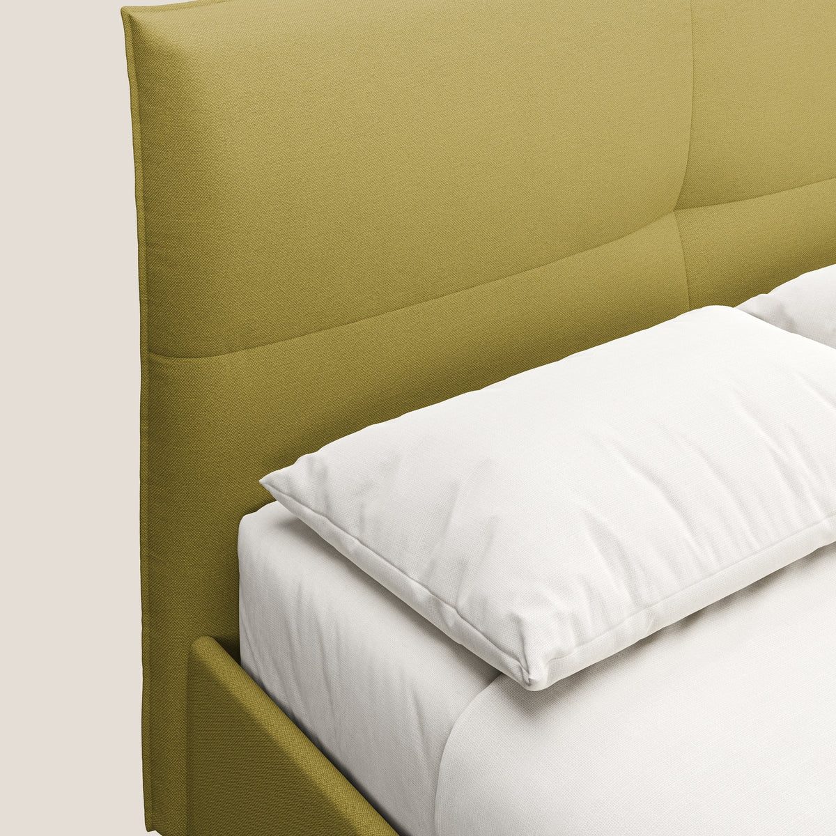 Izumi letto imbottito contenitore con piedi alti in tessuto smacchiabile T05 giallo - divitt.sbs