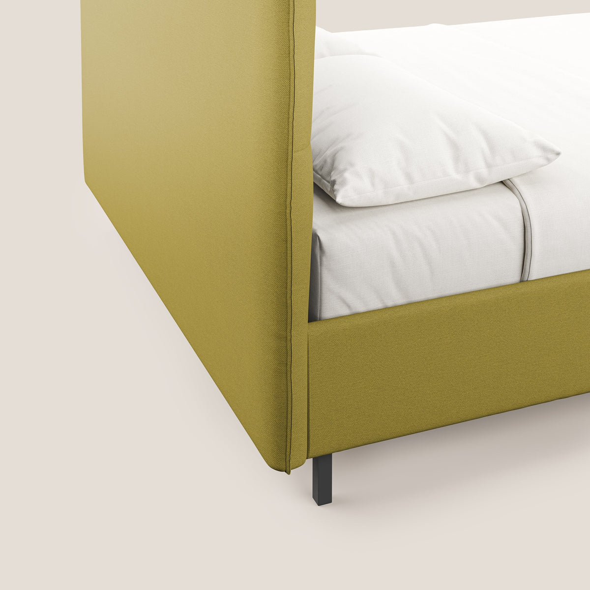 Izumi letto imbottito contenitore con piedi alti in tessuto smacchiabile T05 giallo - divitt.sbs