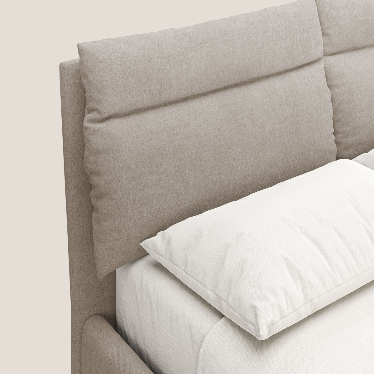 Jerry letto imbottito contenitore e cuscini reclinabili in tessuto smacchiabile T17 beige - divitt.sbs