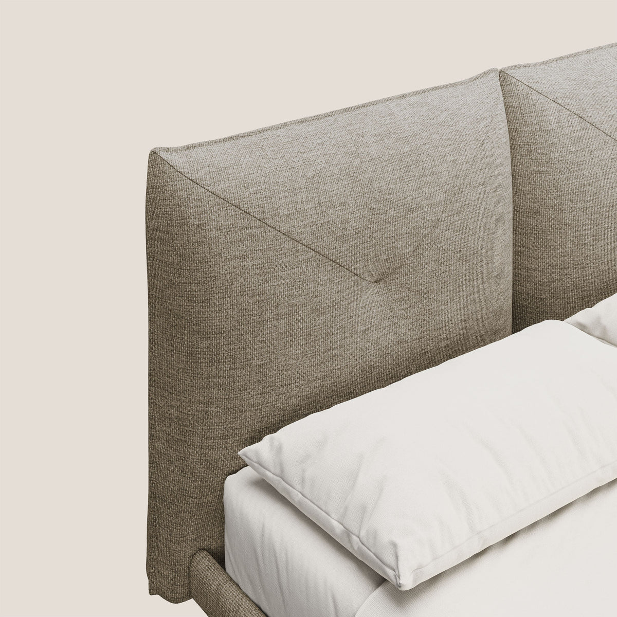 Jolie letto a doppio pannello con piedi alti in metallo in tessuto smacchiabile T18 beige - divitt.sbs