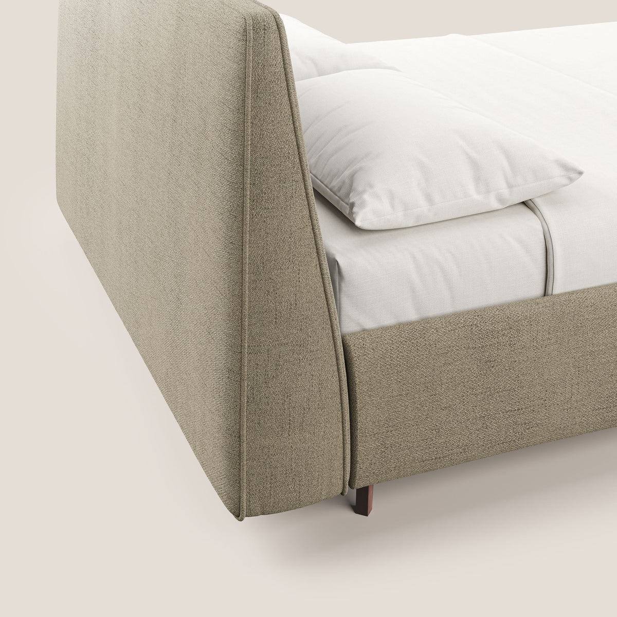 Justin letto imbottito contenitore e sfoderabile in tessuto fiammato impermeabile T03 beige - divitt.sbs