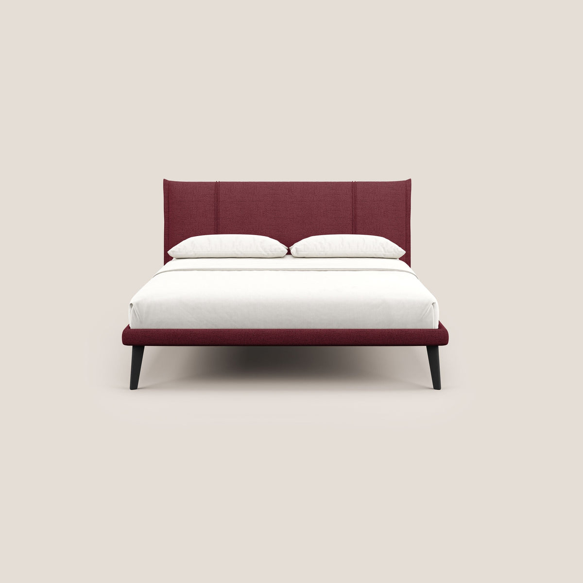 Klaus LETTO moderno con piedi in mogano e tessuto fiammato impermeabile T03 rosso - divitt.sbs