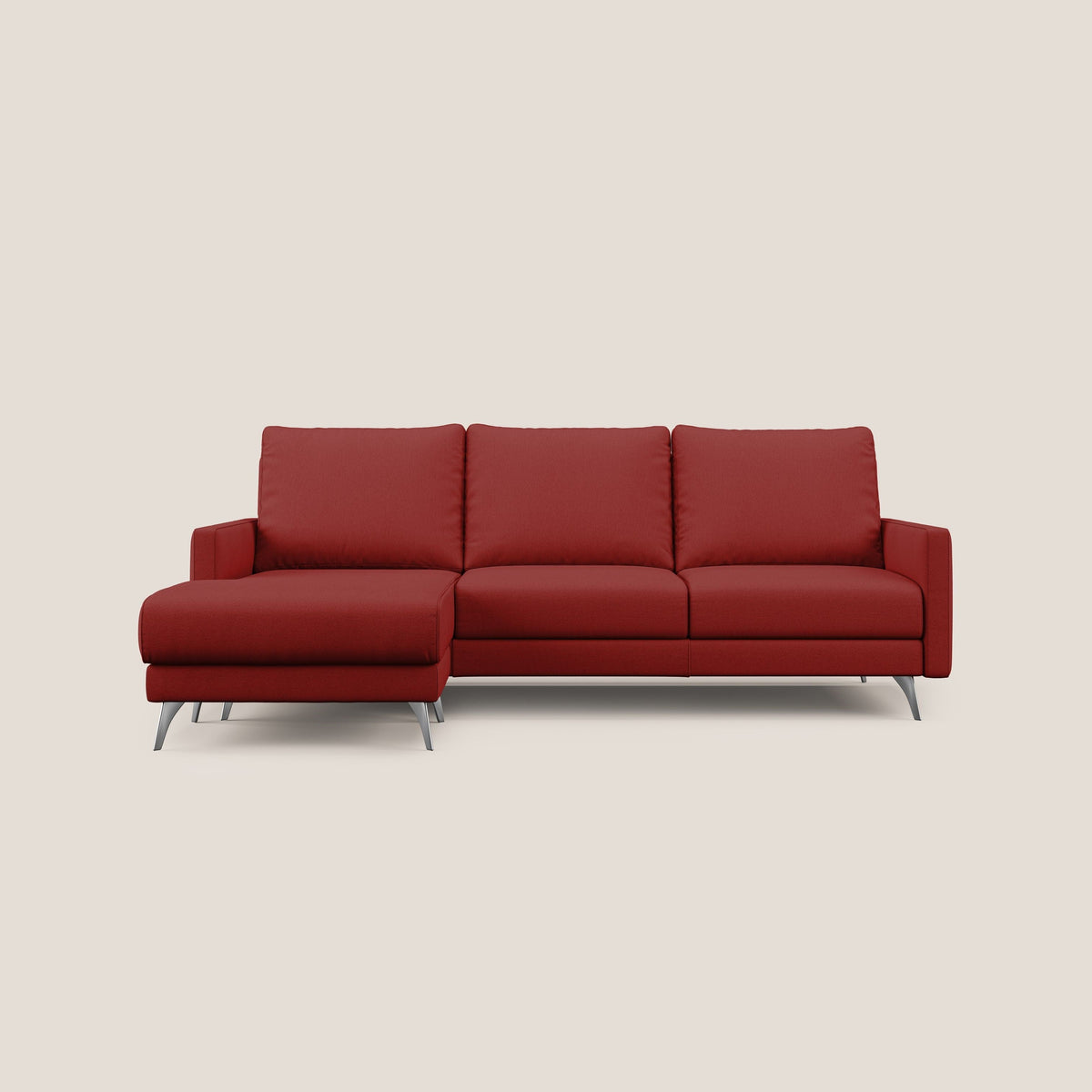 Klimt Divano angolare con sedute scorrevoli in tessuto morbido smacchiabile T05 rosso - divitt.sbs